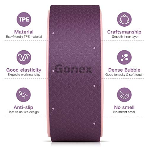 Gonex - Rueda de Yoga, 13 Pulgadas, Rodillo de Yoga, Pilates para posturas de Yoga, Estiramiento de Espalda con Almohadilla Externa de 10 mm de Grosor