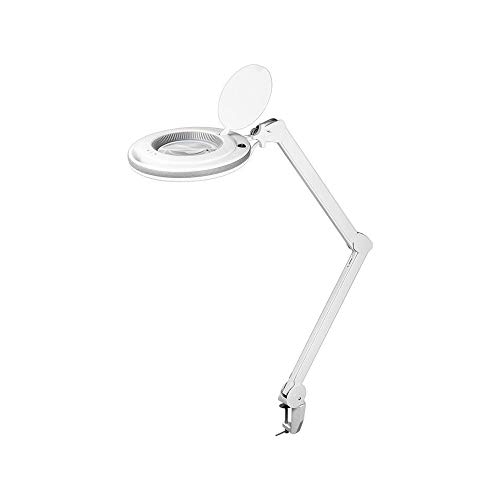 Goobay 45273 Lupa LED con pinza / 8,5 W de consumo / lente de cristal de 125 mm / temperatura de color 6400 K / 1,75 aumentos / flujo luminoso 83-800 lúmenes / blanco