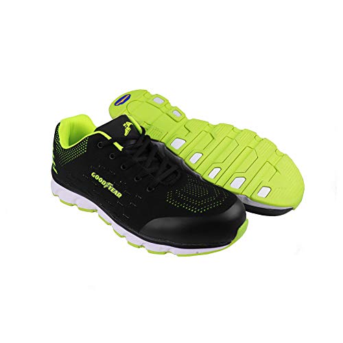 Goodyear Workwear GYSHU1571 - Zapatillas de seguridad para hombre (metal, sin compuesto), 11 UK, negro/verde, 1