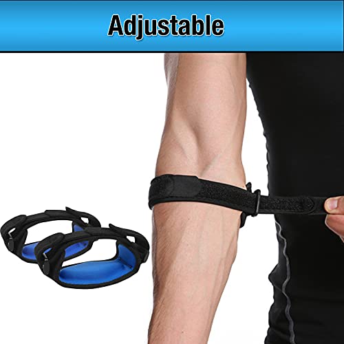 Goosom Codera para tenis, codos, tendinitis, protector de fitness, EVA, para epicondilitis tendinitis, longitud ajustable, E36, negro, 2 unidades