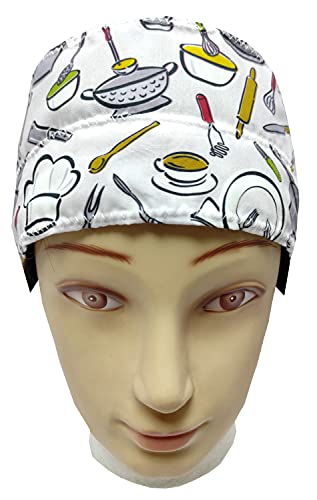 Gorro Cocinero Unisex UTENSILIOS de COCINA para Pelo Corto, hombre y mujer BolsoHatillo TC