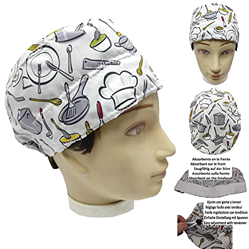 Gorro Cocinero Unisex UTENSILIOS de COCINA para Pelo Corto, hombre y mujer BolsoHatillo TC