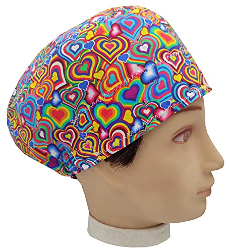 Gorro quirófano Unisex CORAZONES para Hombre y Mujer Pelo Corto BolsoHatillo TC