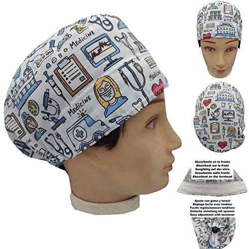 Gorro quirofano Unisex INSTRUMENTAL MEDICO Hombre y Mujer Pelo Corto BolsoHatillo TC