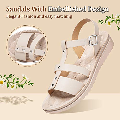 gracosy Sandalias Mujer Verano Sandalias de Playa Flat Punta Abierta Cuña Sandalias Casual Caminar Sandalias Antideslizante Zapatos Tobillo Correa Slingback Zapatos de Vestir