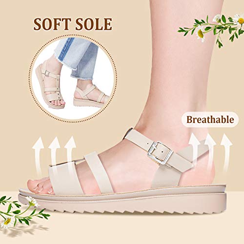 gracosy Sandalias Mujer Verano Sandalias de Playa Flat Punta Abierta Cuña Sandalias Casual Caminar Sandalias Antideslizante Zapatos Tobillo Correa Slingback Zapatos de Vestir