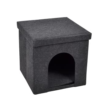 GREATOOL Taburete Casa para Perros Gatos Plegable 38x38x38cm Caseta para Perros Casa para Mascotas Taburete con Espacio para Almacenamiento Gris (Gris Oscuro)