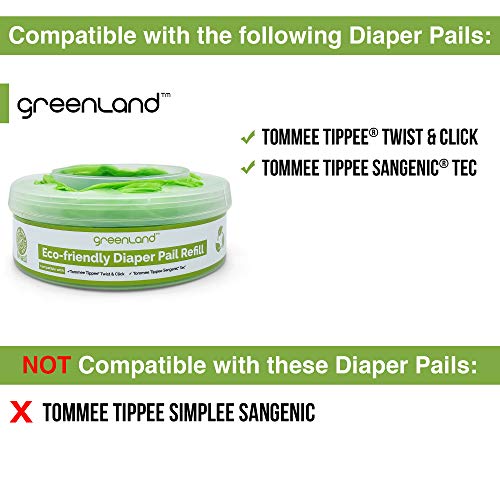 Greenland Recargas ecológicas para papelera de pañales compatibles con Tommee Tippee Twist and Click Desechamiento de pañales Sangenic Tec (3 unidades)