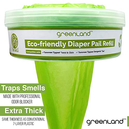 Greenland Recargas ecológicas para papelera de pañales compatibles con Tommee Tippee Twist and Click Desechamiento de pañales Sangenic Tec (3 unidades)