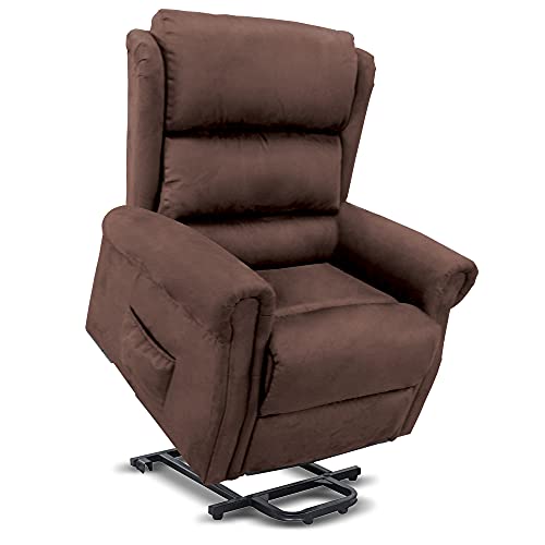 gridinlux | Sillón Relax Masaje Extra Acolchado Levanta Personas Butacón Marrón | Reclinable | Elevación Automática con Mando | 5 Modos | Calor Lumbar | 8 Motores | 4 Zonas de Masaje