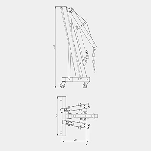 Grúa de taller plegable 1000kg Grúa elevación de cargas Elevar motores Brazo elevación 960-1240 mm