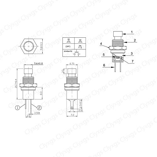 GTIWUNG Set de 24pcs Mini Botón Pulsador 7mm Mini Interruptor Momentáneo de Botón 1 A 250 V AC Resorte con Dos Pines SPST (unipolar) Normalmente Abierto