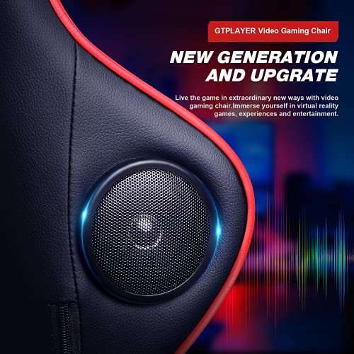 GTPLAYER Silla Gaming con Altavoz Bluetooth Reposapies Escritorio Oficina Gamer Ergonomica con Cojín Reposabrazos 3D Ajustables Respaldo Reclinable Multifuncional Rojo GTRACING Series