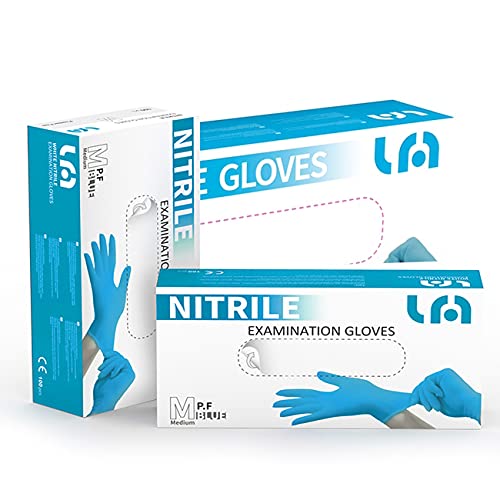 Guantes de Nitrilo sin polvo RF05 Caja de 100pc Azul.Talla M, Máxima protección, suavidad y elasticidad. Indicado para hospitales, alimentación, automoción, etc.