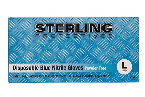 Guantes desechables de nitrilo azul de alta calidad, 100 unidades, sin polvo, AQL 1,5 - Guantes prémium de Gocableties, azul, Large - Size 9