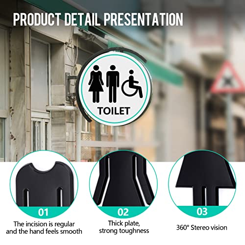 Gullnest Señales WC Mujer + Hombre + Minusválido 20CM, Set de 3pcs Carteles para Puerta Aseo, Signo Autoadhesivo de Acero Inoxidable, Pegatinas 3D Señal de Baño para Casa Hotel Restaurante