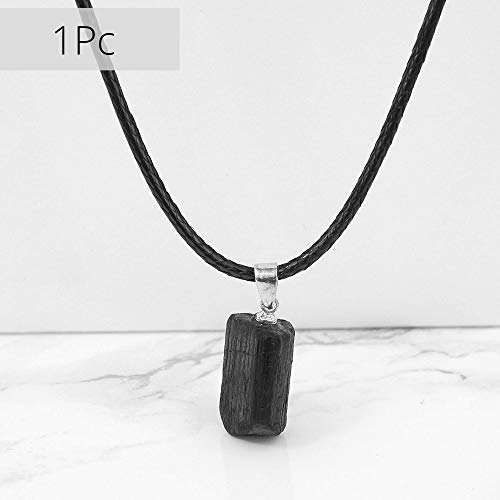 HAND-PRO Collar Turmalina Colgante (función Gargantilla y Pulsera) Piedra turmalina Negra Piedra Azabache turmalina Negra Natural Colgante turmalina Negra