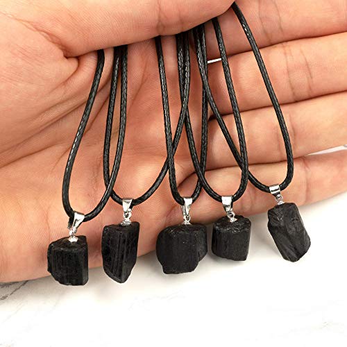 HAND-PRO Collar Turmalina Colgante (función Gargantilla y Pulsera) Piedra turmalina Negra Piedra Azabache turmalina Negra Natural Colgante turmalina Negra