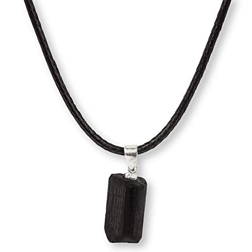 HAND-PRO Collar Turmalina Colgante (función Gargantilla y Pulsera) Piedra turmalina Negra Piedra Azabache turmalina Negra Natural Colgante turmalina Negra