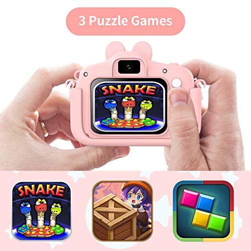 Hangrui Cámara Digital para Niños,Cámara Fotos Infantil con 32GB TF Tarjeta,Pantalla de Protección Ocular IPS de 1080P 2,0" HD Selfie Video Cámara Fotos Niños Regalos para Niños y niñas(Rosado)