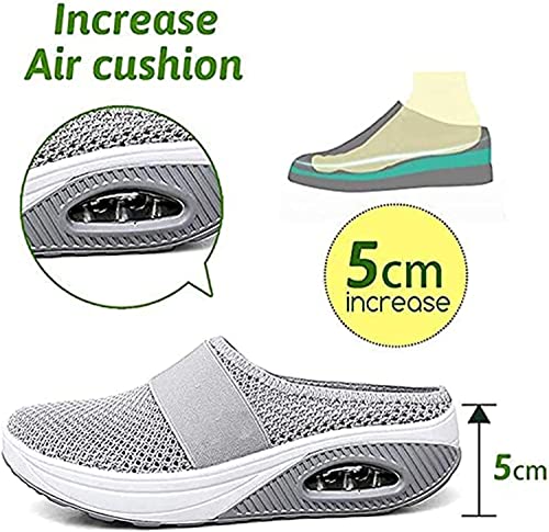 HANHJ Zapatillas Caminar Cojín Aire Mujer, Zapatos Caminar Diabéticos Ortopédicos,Transpirables Soporte Arco Punto Casual Confort Caminar Al Aire Libre,Pink-37