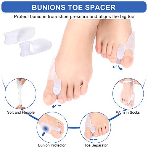 Haofy Gel Protector de Juanete para de Dedo Gordo, Separadores de Dedos de Silicona Corrector de Juanete para Dedo en Martillo Alivio del Dolor Juanete, Hallux Valgus Toe separador - 2 Pares