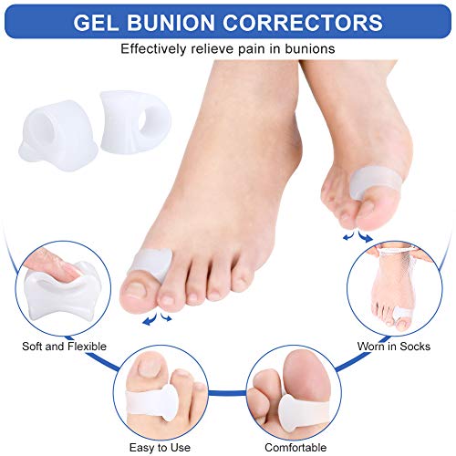 Haofy Gel Protector de Juanete para de Dedo Gordo, Separadores de Dedos de Silicona Corrector de Juanete para Dedo en Martillo Alivio del Dolor Juanete, Hallux Valgus Toe separador - 2 Pares