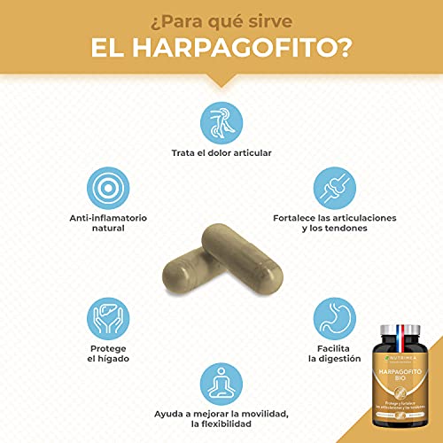 Harpagofito BIO Garra de Diablo | 1200mg Por Día Alivio Dolor Articular Facilita Digestión | Sin Aditivos Natural | Fabricado en Francia 90 Cápsulas Vegetales