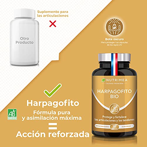 Harpagofito BIO Garra de Diablo | 1200mg Por Día Alivio Dolor Articular Facilita Digestión | Sin Aditivos Natural | Fabricado en Francia 90 Cápsulas Vegetales