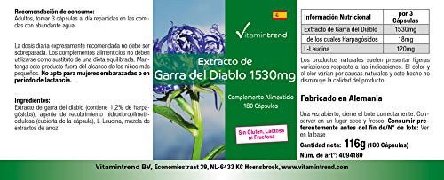 Harpagofito en cápsulas – Forte – 1530mg (Dosis diaria) 180 cápsulas – Harpagophytum procumbens – Garra del diablo