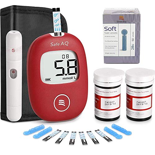 HARPIMER Glucosa en Sangre Kit, Sinocare Glucosa en Sangre Kit, Control de azúcar con 50 Tiras reactivas + 50 Lanzador de Lancetas sin Dolor para Diabéticos