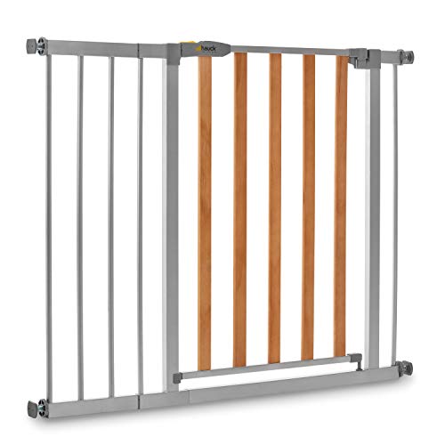 Hauck Barrera de Seguridad de Niños para Puertas y Escaleras Wood Lock 2 Safety incl. Extension 21 cm, Sin Agujeros, Metal y Madera, 597408, 96-101 cm