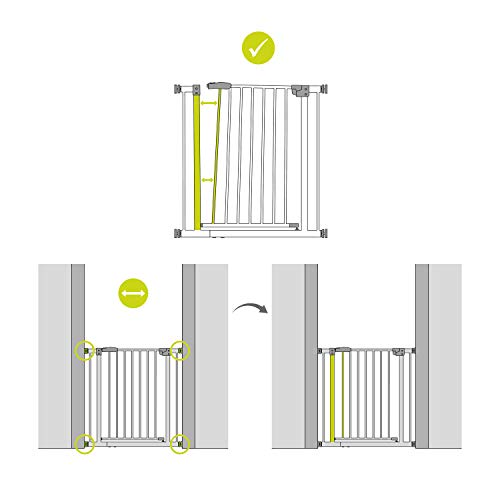 Hauck Barrera de Seguridad de Niños para Puertas y Escaleras Wood Lock 2 Safety incl. Extension 9 cm, Sin Agujeros, 84-89 cm, Metal y Madera (597392)