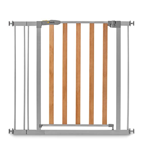 Hauck Barrera de Seguridad de Niños para Puertas y Escaleras Wood Lock 2 Safety incl. Extension 9 cm, Sin Agujeros, 84-89 cm, Metal y Madera (597392)