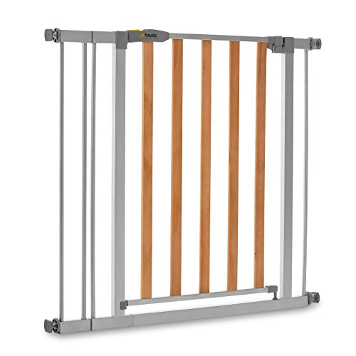 Hauck Barrera de Seguridad de Niños para Puertas y Escaleras Wood Lock 2 Safety incl. Extension 9 cm, Sin Agujeros, 84-89 cm, Metal y Madera (597392)