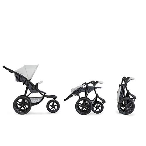 Hauck Runner - Silla de paseo con 3 ruedas neumaticas, plegado compacto, ruedas XL con camara de aire, para recien nacidos y, apto hasta 25kg, gris