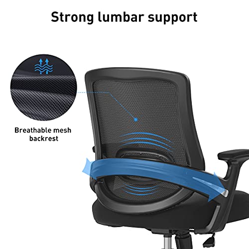 Hbada Silla de Oficina Ergonómica Silla de computadora Silla giratoria para el hogar Sillón Silla de Malla Silla elevadora, Negra