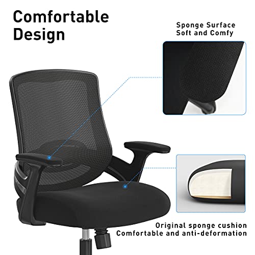 Hbada Silla de Oficina Ergonómica Silla de computadora Silla giratoria para el hogar Sillón Silla de Malla Silla elevadora, Negra