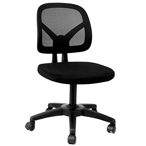 Hbada Silla de Oficina Silla giratoria Silla de Escritorio Ergonómico Respaldo sin reposabrazos Silla fácil Sillas de Comedor Ahorro de Espacio Ajuste de Altura Negro