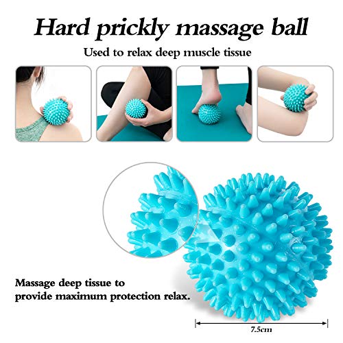 HBselect Rodillo Masaje Kit Rulo Masaje,Bola, Pelota Masaje,Bandas De Resistencia Fitnes,Rollo Masaje para Muscular Pies y Espalda Pierna Fitness