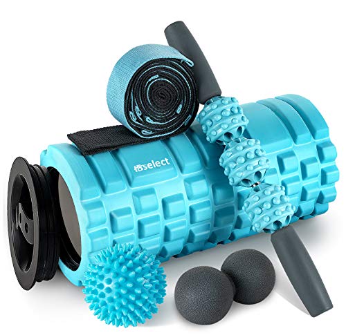 HBselect Rodillo Masaje Kit Rulo Masaje,Bola, Pelota Masaje,Bandas De Resistencia Fitnes,Rollo Masaje para Muscular Pies y Espalda Pierna Fitness