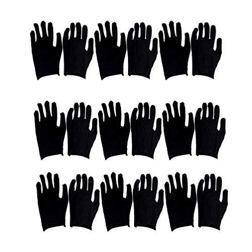 HEALLILY 12 Pares de Guantes de Trabajo Guantes de Algodón Guantes de Limpieza Reutilizables Guantes de Protección para Adultos Mano de Obra para Trabajos de Jardinería Industrial M Negro