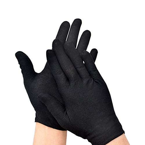 HEALLILY 12 Pares de Guantes de Trabajo Guantes de Algodón Guantes de Limpieza Reutilizables Guantes de Protección para Adultos Mano de Obra para Trabajos de Jardinería Industrial M Negro