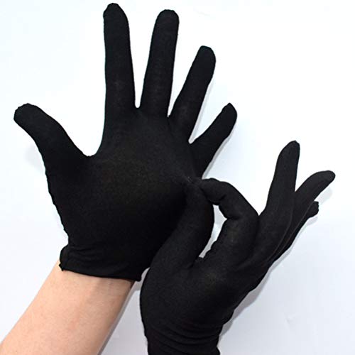 HEALLILY 12 Pares de Guantes de Trabajo Guantes de Algodón Guantes de Limpieza Reutilizables Guantes de Protección para Adultos Mano de Obra para Trabajos de Jardinería Industrial M Negro