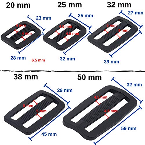 Hebilla Para La Correa Del Bolso, 15, 20, 25, 32, 38 o 50 mm para elegir, paquete de 2, Bloqueo De Escalera, Clip De Hebillas De Plástico, Correas De Mochila, Hebillas Cinturón, Correas mochilas