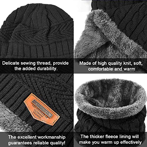 heekpek Gorro Invierno Hombre con Bufanda, Calentar Sombreros Gorras Beanie de Punto Gorro y Bufanda Invierno Hombre Beanie con Bufanda