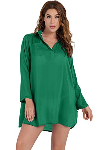 heekpek Mujer Gasa Pareos Traje De Baño Bikini Playa Manto Blusa Media Manga para Playa o Piscina,Vestido de Playa Vintage