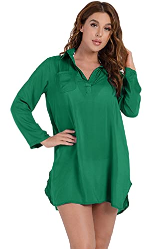 heekpek Mujer Gasa Pareos Traje De Baño Bikini Playa Manto Blusa Media Manga para Playa o Piscina,Vestido de Playa Vintage