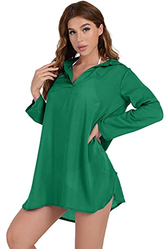 heekpek Mujer Gasa Pareos Traje De Baño Bikini Playa Manto Blusa Media Manga para Playa o Piscina,Vestido de Playa Vintage