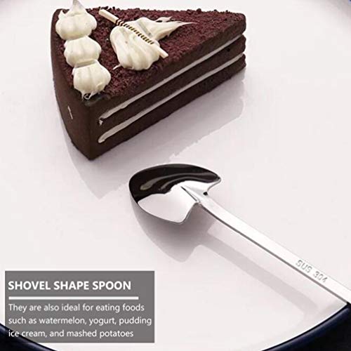 Hemoton 4 piezas Cuchara para postres Cucharas de café de acero inoxidable con forma de pala Juego de Cucharas para Café Tenedores de frutas Cuchara de helado de sandía Plata